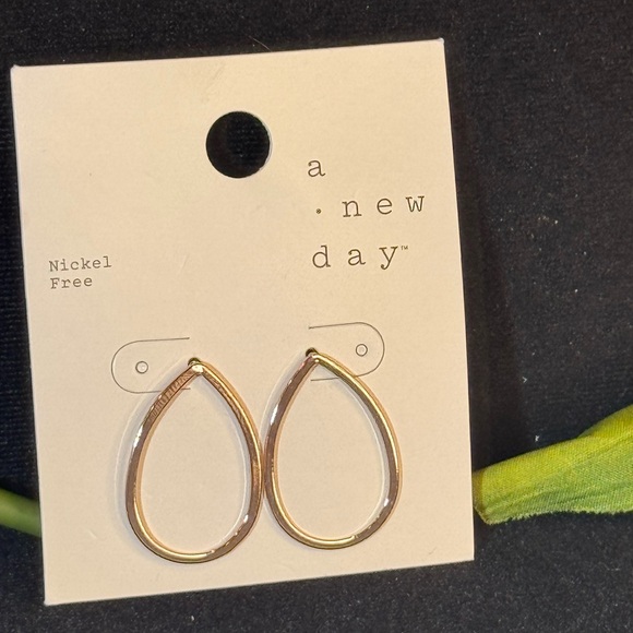 A NEW DAY Rose Gold Tone Tear Drop Earrings 1 inch approx - Picture 3 of 5